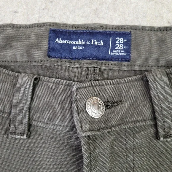 Abercrombie & Fitch Pants Mens Size 28x28 Moss Baggy Double Knee Canvas Workwear - Picture 4 of 13